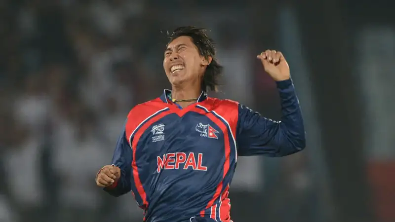 Shakti gauchan celebrating the wicket